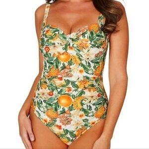 Nip Tuck Swim Joanne Citrus Blend Tummy Control Wrap One-Piece Swimsuit Size 4